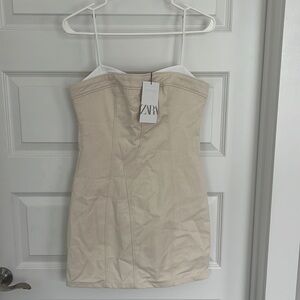 NWT!!! Zara canvas cream and white mini dress